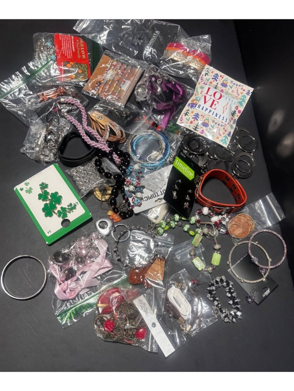 3lb Mixed Jewelry Craft Lot Earrings Necklaces Bracelets Beads Assorted Styles
